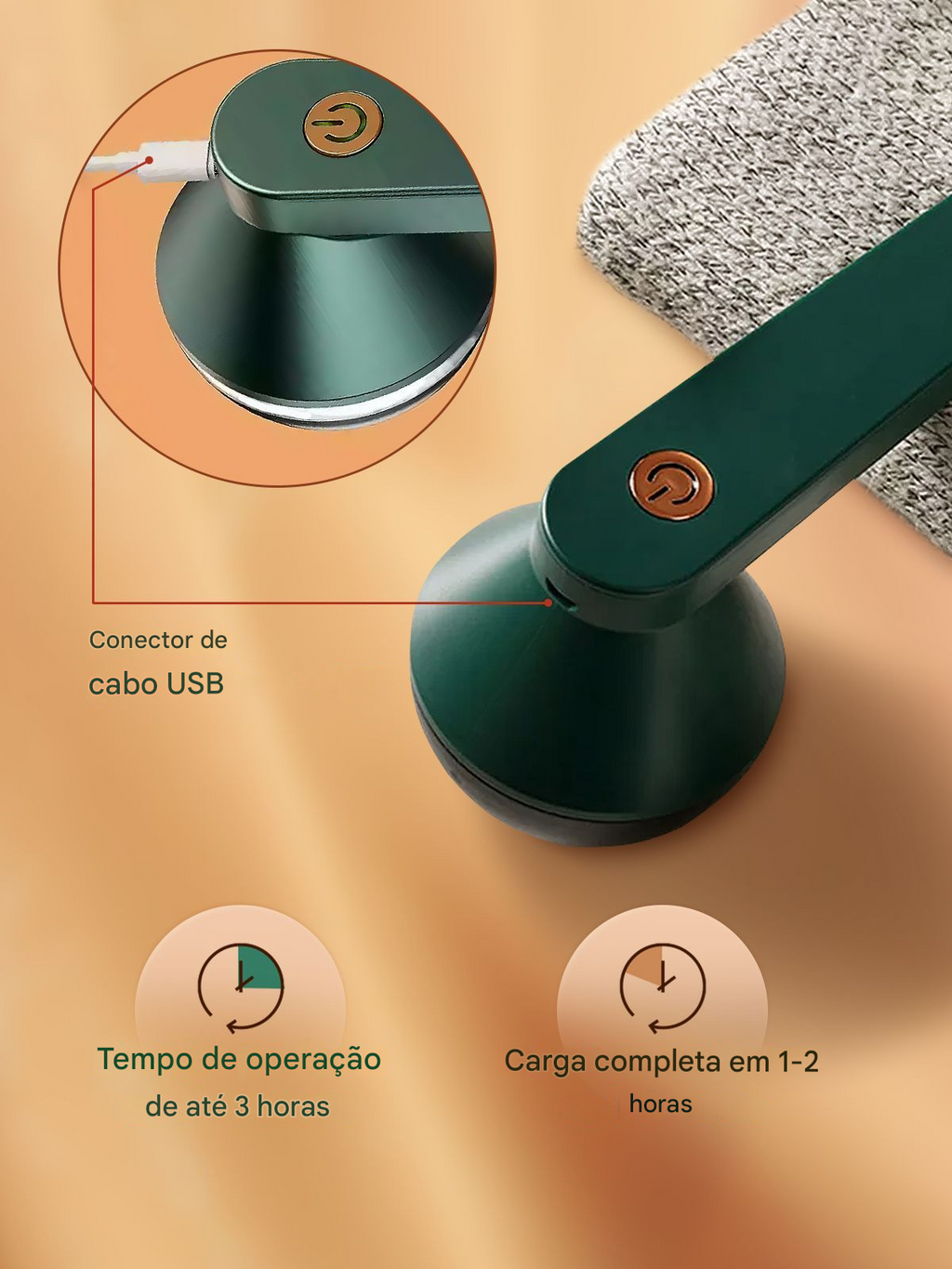 Removedor de Fiapos e Bolinhas Recarregável USB e Portátil