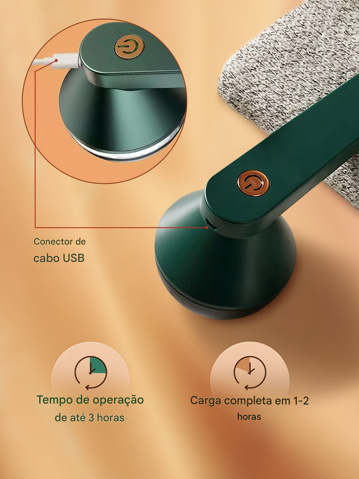 Removedor de Fiapos e Bolinhas Recarregável USB e Portátil